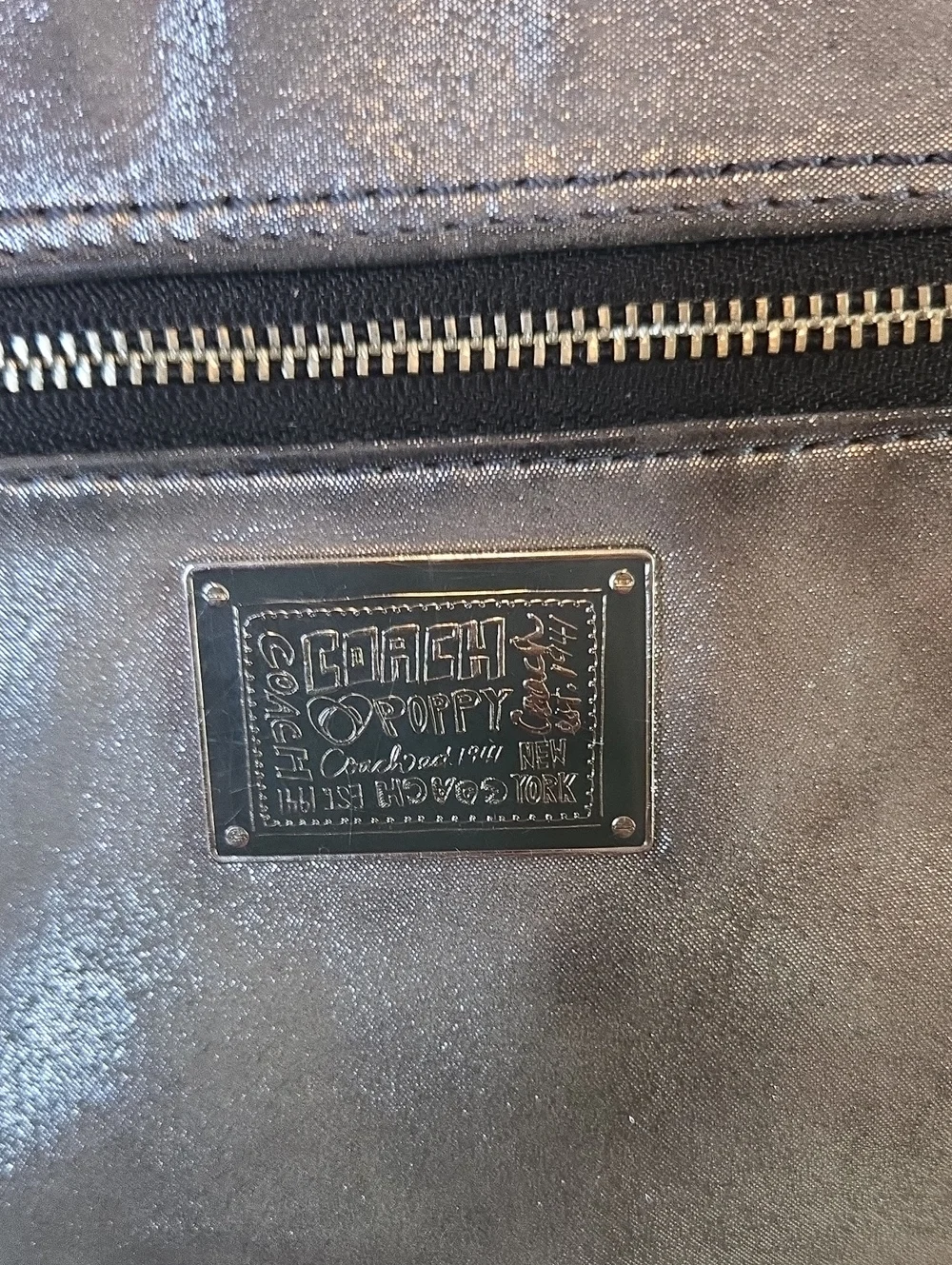 Coach Poppy Metallic Pewter Crossbody Bag - Coach EUC